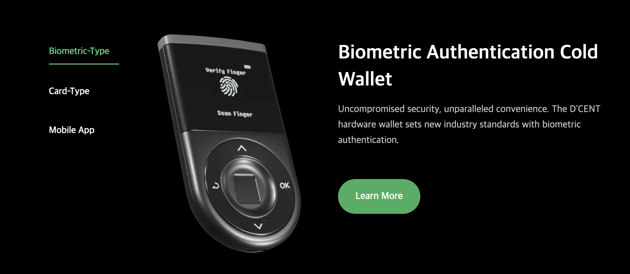 D'CENT Biometric Best Bitcoin Cold Wallet Recommended Product