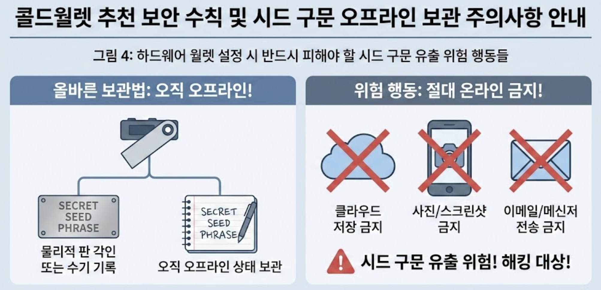 콜드월렛 추천 보안 수칙 및 시드 구문 관리 주의사항